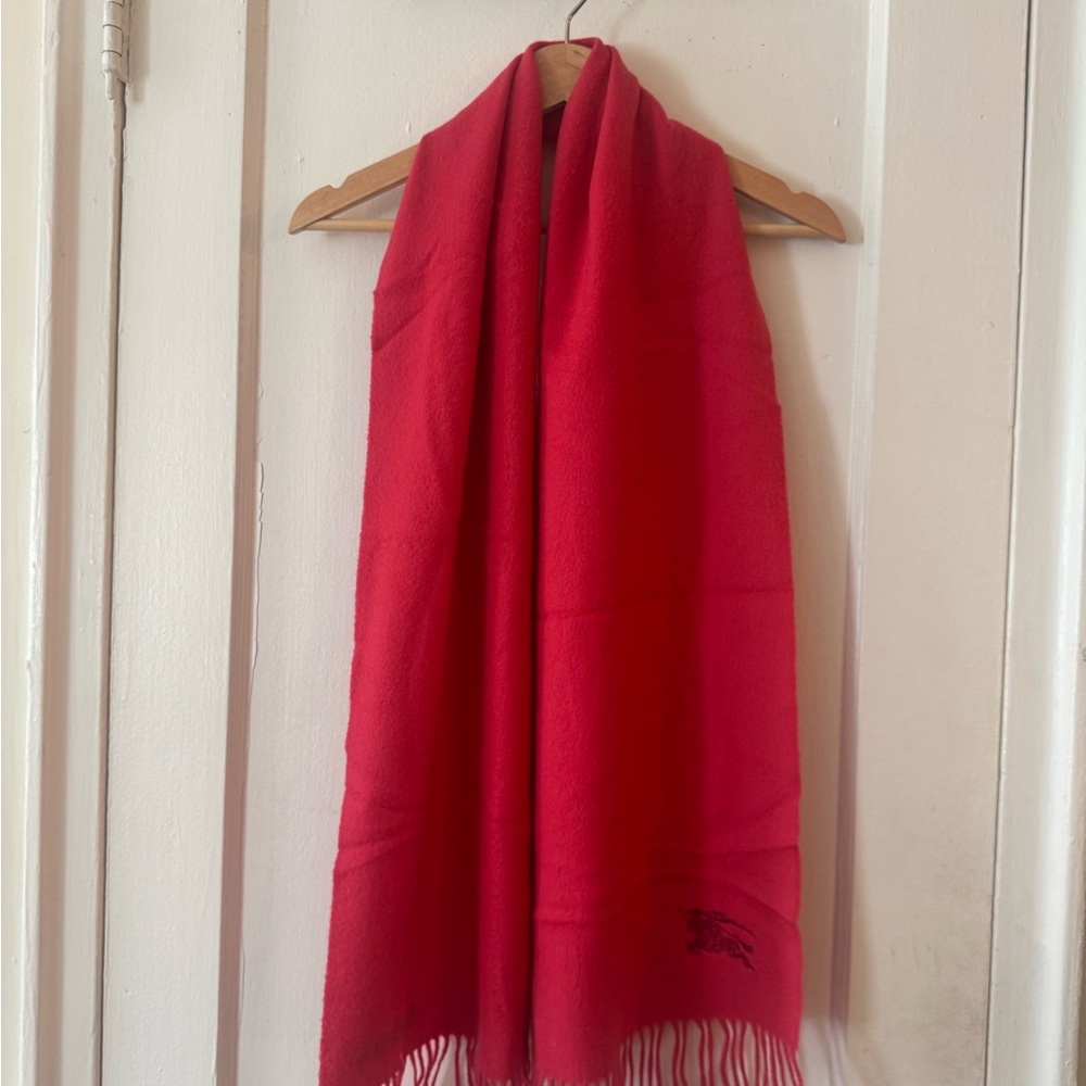 Burberry Vibrant Red Wool Scarf
